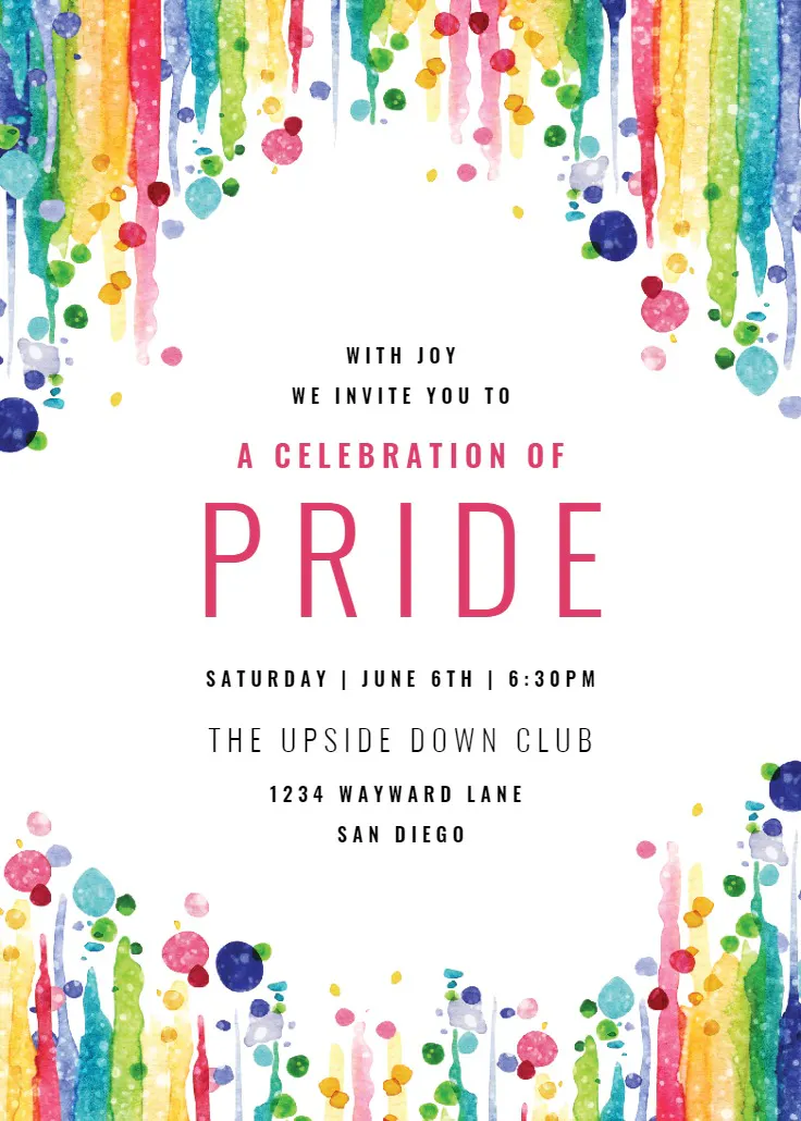 Rainbow watercolor - party invitation